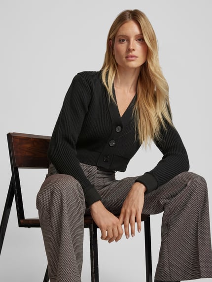 Victoria Beckham Gebreid jack van scheerwolmix BLACK - 3
