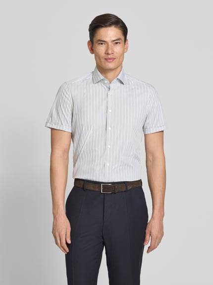 OLYMP Level 5 slim fit zakelijk hemd met blokstrepen en kentkraag Groen - 4
