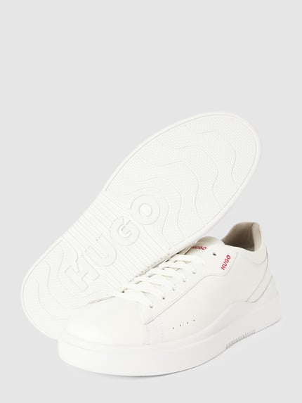 HUGO Sneakers van leer met labeldetails, model 'Blake' Wit - 4