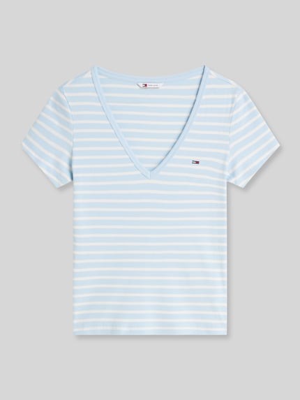 Tommy Jeans t-shirt o kroju slim fit z mieszanki bawełny Jasnoniebieski 2