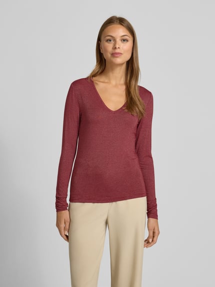 VERO MODA Regular fit shirt met lange mouwen van viscosemix, model 'LAVA' Donkerrood - 4