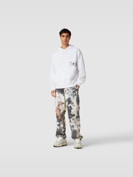 Diesel bluza z kapturem z nadrukiem z logo Biały 1