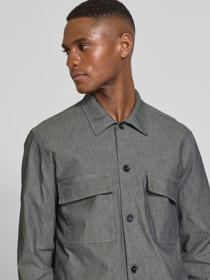 Marc O'Polo Loose Fit Hemdjacke aus Baumwoll-Chambray Mittelgrau 3