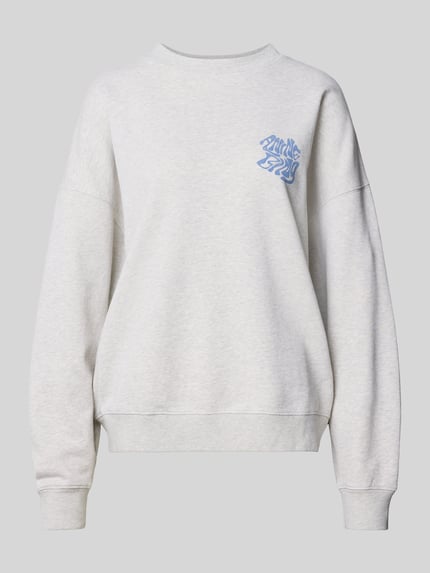 Produktfoto, Relaxed Fit Sweatshirt mit Logo-Print von Anine Bing aus bawełny, krój relaxed fit, nadruk z logo, okrągły dekolt, elastyczne wykończenia, długość tyłu w rozmiarze S: 61 cm