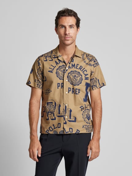 Polo Ralph Lauren Classic fit vrijetijdsoverhemd met 1/2-mouwen, model 'RUSTIC PLAINWEAVE' Zand - 4