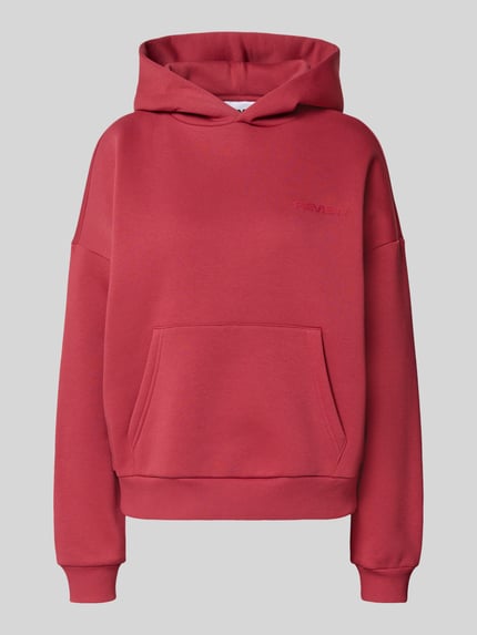 Produktfoto, Regular Fit Hoodie mit Kängurutasche von Review, Damen Hoodie aus Baumwoll-Mix mit Logo-Detail und elastischen Abschlüssen, einfarbig.