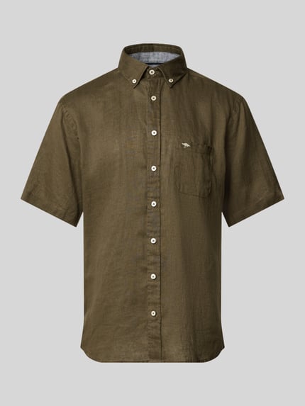 Fynch-Hatton Regular Fit Leinenhemd mit Button-Down-Kragen Oliv 2
