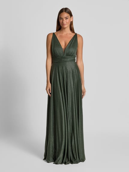 Jake*s Cocktail Abendkleid mit V-Ausschnitt und Taillenband Apfel Melange 4