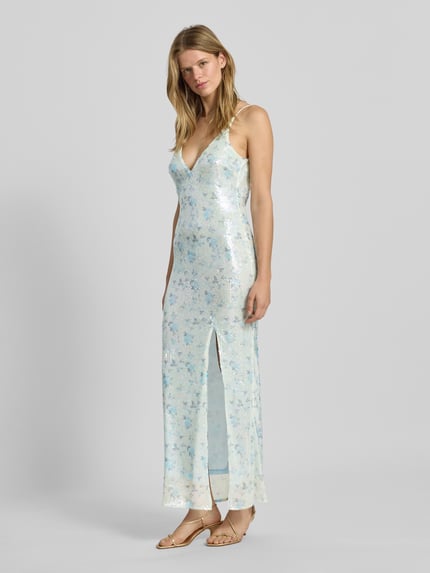 Bardot Abendkleid mit Pailletten und V-Ausschnitt Modell 'LOIS SEQUIN' Hellblau 1