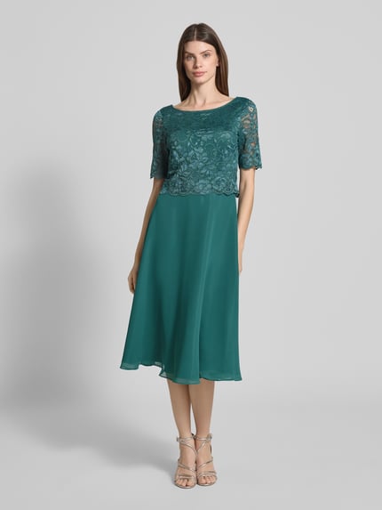 Vera Mont Knielanges Cocktailkleid mit Spitze Smaragd 4