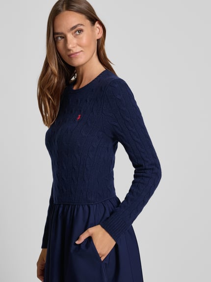 Polo Ralph Lauren Getailleerde midi-jurk van lanawolmix met kasjmier Marineblauw - 3