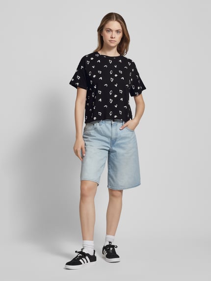 QS T-shirt we wzory na całej powierzchni Fioletowy 1