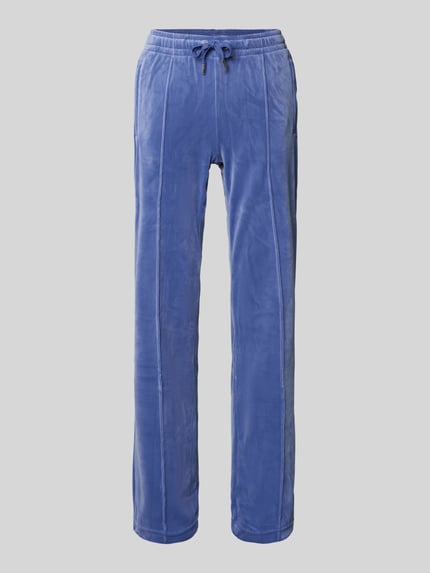 Produktfoto, Sweatpants met lengtenaden model 'TINA' van Juicy Couture in blauw, regular fit, elastische tailleband, stretchmateriaal.