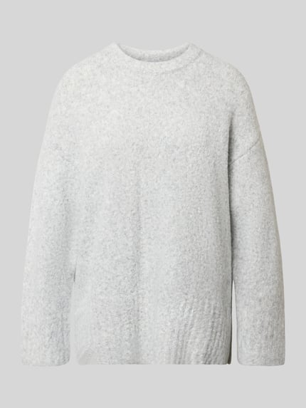 PIECES Sweter z prążkowanymi wykończeniami Jasnoszary melanż 1