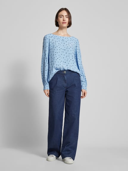 Tom Tailor Blusenshirt aus Visksoe mit Allover-Muster Hellblau 1