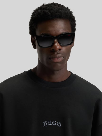 HUGO Bluza o kroju oversized z mieszanki bawełny model ‘DADSINO’ Czarny 3