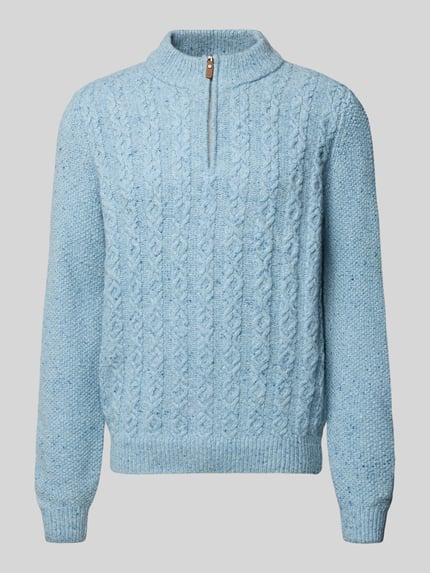 Fynch-Hatton Gebreide pullover met ribboorden Lichtblauw - 2