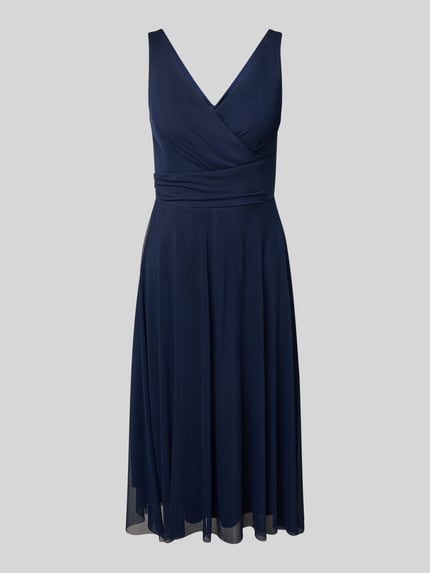 TROYDEN COLLECTION Cocktailjurk met V-hals Donkerblauw - 2