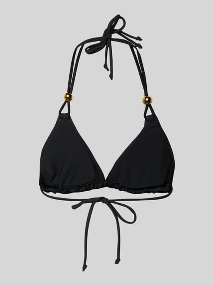 Produktfoto, schwarzer Triangel Bikini mit wattierten Cups, Modell 'TOGO MAGO' von DORINA, glatte Textur, mit Schnürung, Material-Mix mit Stretch-Anteil