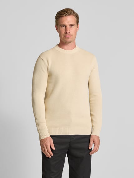 Selected Sweter z dzianiny o kroju regular fit z czystej bawełny model ‘DANE’ Złamany biały 4