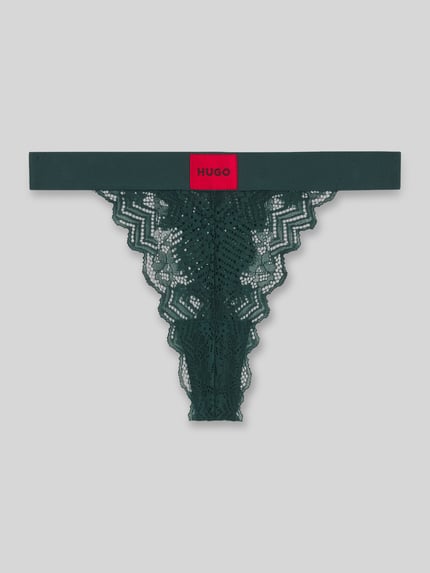 HUGO String van vrouwelijk kant, model 'STRING RL LACE' Donkergroen - 1