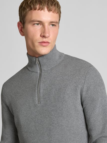 ONLY & SONS Regular fit schipperstrui van katoenmix model 'PHIL' Middengrijs gemêleerd - 3