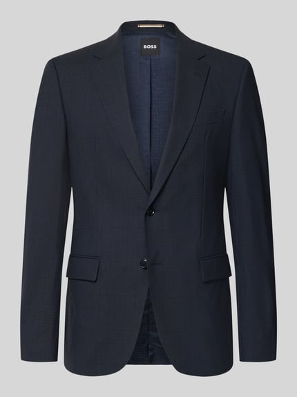 Produktfoto, dunkelblaues Regular Fit Sakko mit Woll-Anteil Modell 'Jasper' von BOSS, feines Hahnentritt-Muster, Herren Sakko von BOSS