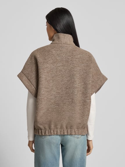 Emily Van den Bergh Relaxed Fit Strickjacke mit Stehkragen und 1/2-Arm Taupe 5