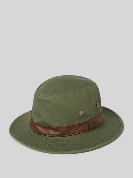 Produktfoto, Safarihut aus Baumwolle mit Hutband von Müller Headwear, kolor oliwkowy, szerokie rondo, opaska na kapelusz, bawełna