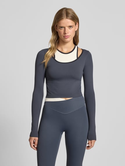 P.E Nation Cropped Longsleeve im Double-Layer-Look Modell 'SUTTON' Marine 4