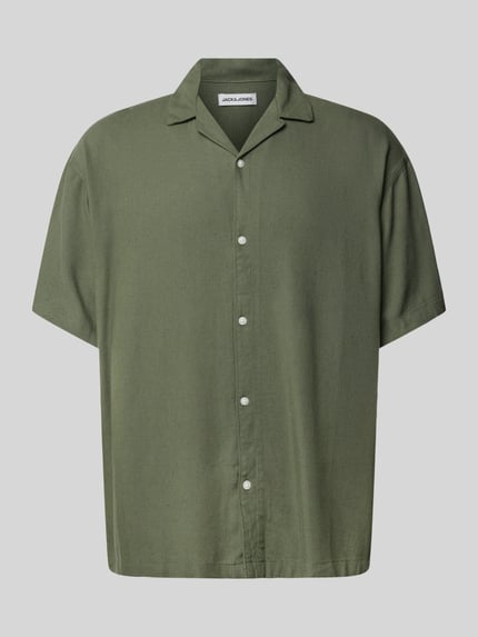 JACK & JONES Koszula casualowa o kroju relaxed fit z kołnierzykiem typu resort model ‘WAYNE’ Ciemnozielony 2