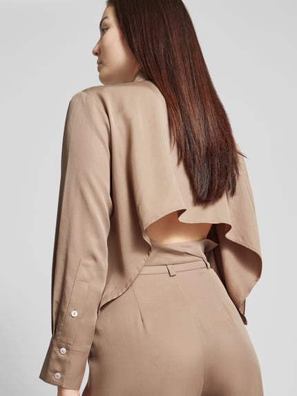 OH APRIL Kort overhemdblouse met knoopsluiting Taupe - 3