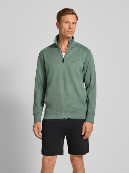 BOSS Green Regular Fit Sweatjacke mit Strukturmuster Modell 'MIRROR' Lind 4