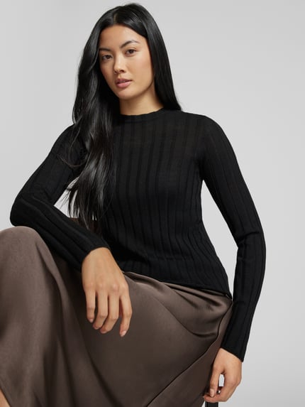 IVY OAK Strickpullover aus Schurwolle mit Strukturmuster Modell 'KACY' Black 3