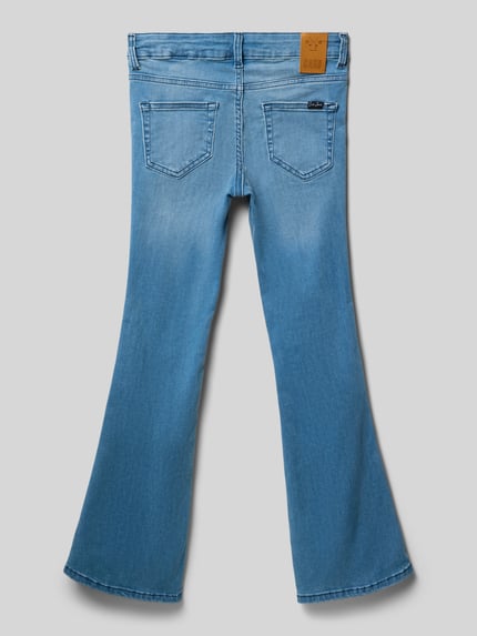 Productfoto, lichte blauwe Flared Fit Jeans met logo-patch model 'Veronique' van Cars Jeans, 5-pocket, elastische katoenmix.