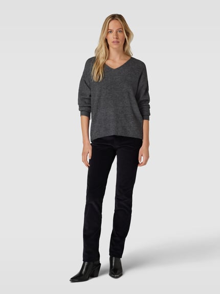 VERO MODA Strickpullover mit Strukturmuster Modell 'CREWLEFILE' Mittelgrau 1