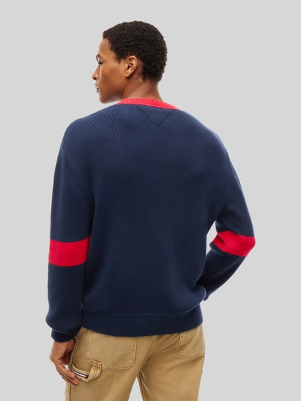 Tommy Jeans sweter o kroju regular fit z czystej bawełny model 'NEW CLASSICS' Ciemnoniebieski 5