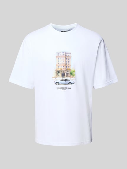 REVIEW T-Shirt mit Label-Print Weiss 2