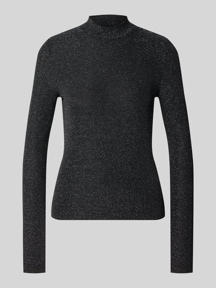 Jake*s Casual Langarmshirt mit schimmernder Optik Black 2