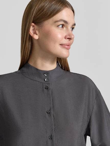 OPUS Cropped Langarmbluse mit Stehkragen Anthrazit 3