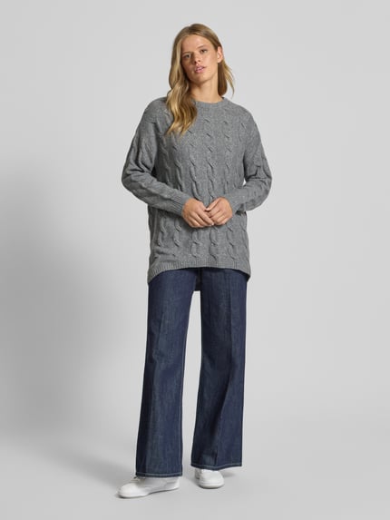 ONLY Regular Fit Strickpullover mit Strukturmuster Modell 'JEANETTE' Mittelgrau Melange 1