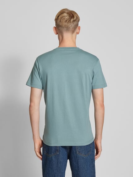 Calvin Klein Jeans T-shirt met labelstitching Rookblauw - 5