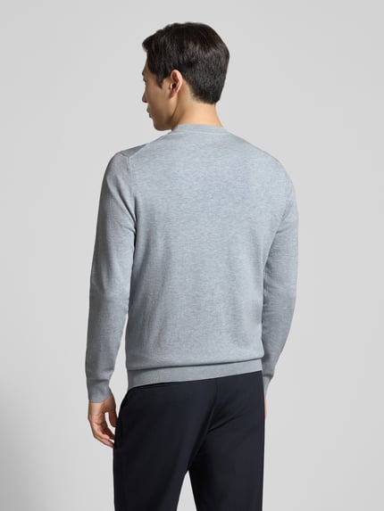 Profuomo Sweter o kroju regular fit z mieszanki lyocellu z dodatkiem jedwabiu Jasnoniebieski 5