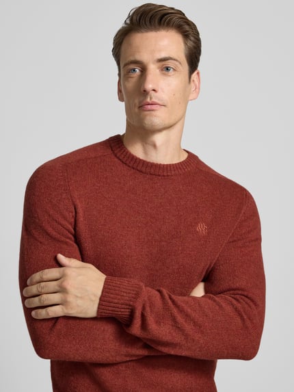 MCNEAL Regular Fit Strickpullover aus reiner Wolle Dunkelrot Melange 3