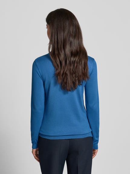 MORE & MORE Rollkragenpullover aus Viskose-Mix mit Label-Detail Ocean 5