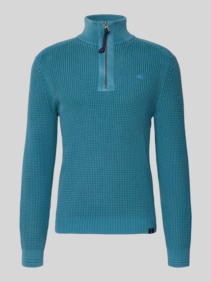 LERROS Slim Fit Troyer in Strick-Optik Aqua 2
