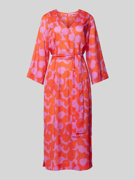 Lanius Midikleid mit Bindegürtel Pink 2