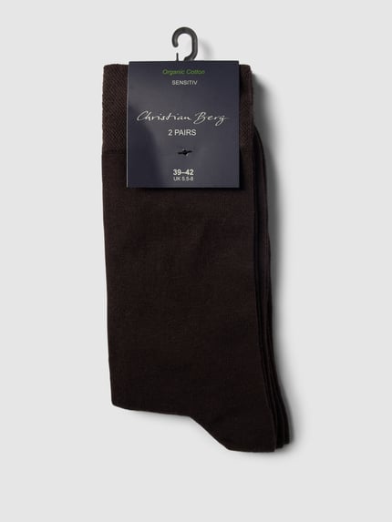 Christian Berg Men Socken mit elastischen Bündchen im 2er-Pack Dunkelbraun 3