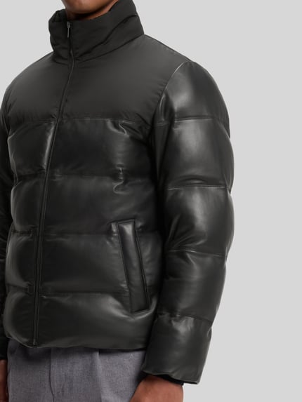BOSS Lederjacke aus Lammfellnappa mit Stehkragen Black 6