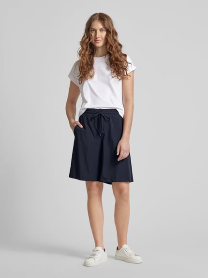 CAMBIO Wide leg korte broek met achterzakken, model 'CLARA' Marineblauw - 1